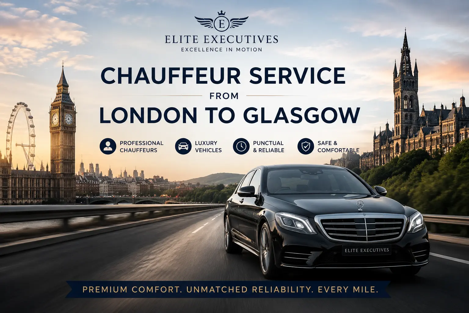 Chauffeur Service from London to Glasgow